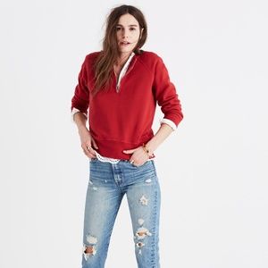 rivet & thread distressed half-zip sweatshirt sm